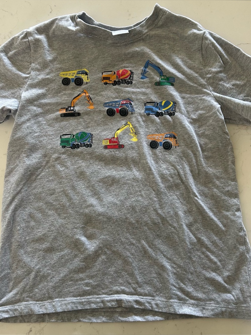 Hanna Andersson Gray Construction Trucks Boys T-shirt Size 10